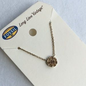 NEW Fossil small disk pendant gold tone
